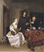 Gerhard ter Borch A Woman playing a Theorbo to two Men oil painting picture wholesale